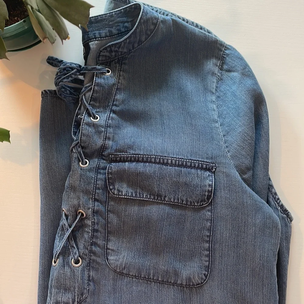 a.n.a lace up denim shirt - Picture 7 of 7